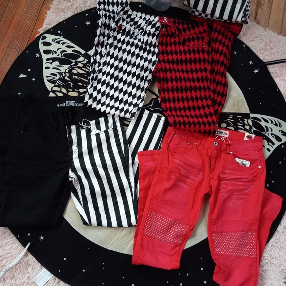 Current size 14-15 inch flat waist goth skinny jeans (3-7) some custom some reg - Picture 2 of 16